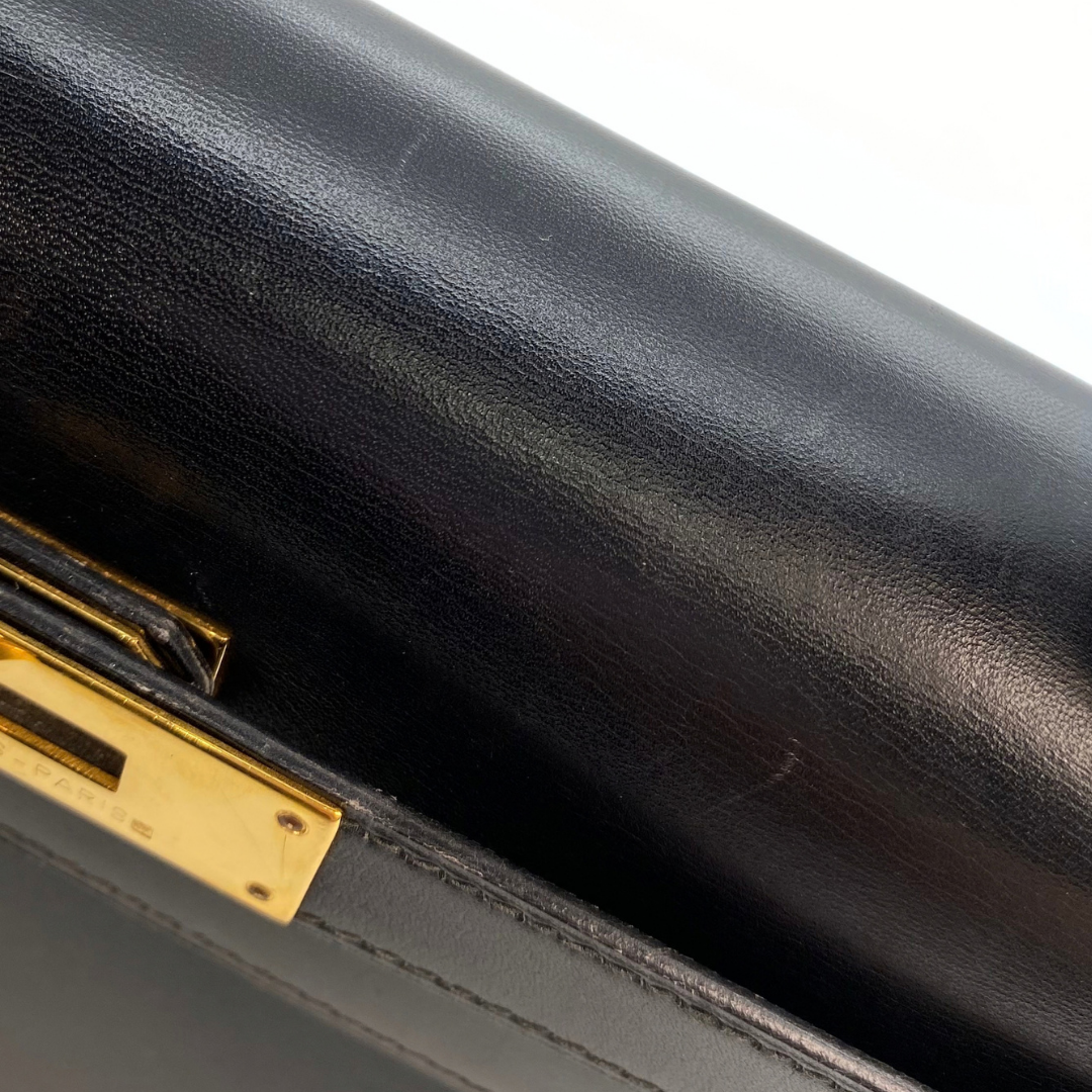 Chisato, 1991 Kelly 28 Sellier Black Boxcalf with stamp 〇U