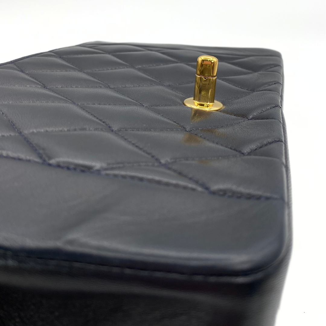 Ellis, 2 Series Medium Diana Navy Lambskin Gold Hardware with seal and card