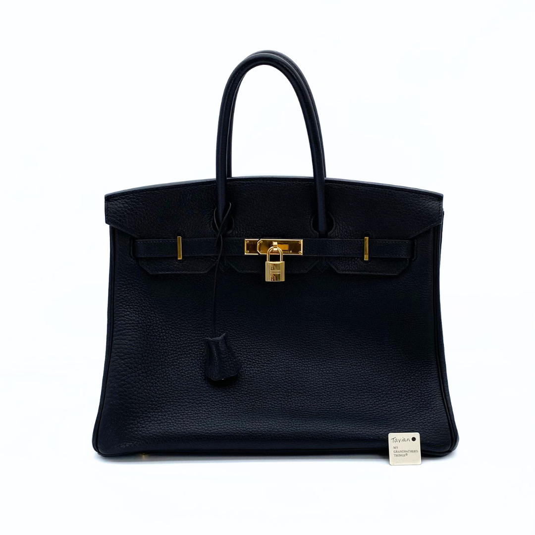 Tavian, 2000 Birkin 35 Black Togo with stamp □D