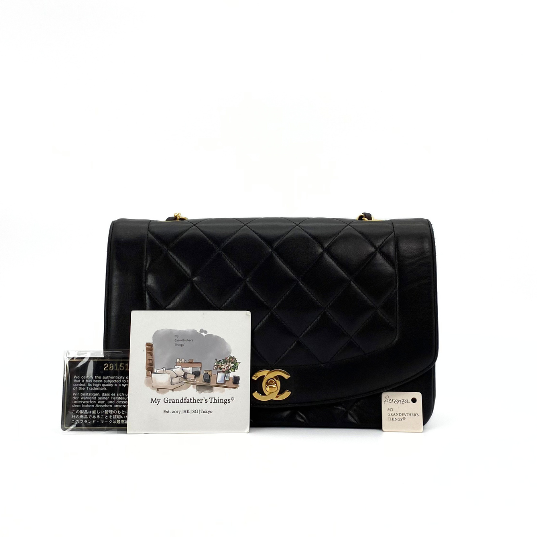 Sorenza, 2 Series Medium Diana Black Lambskin with seal and card