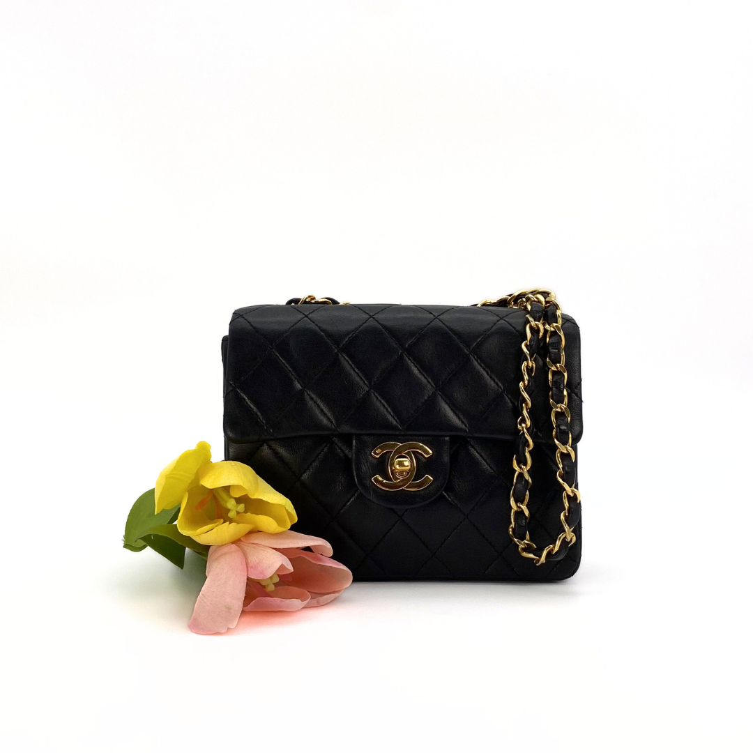 Alora, 0 Series Mini Square 17cm Black Lambskin with seal and card