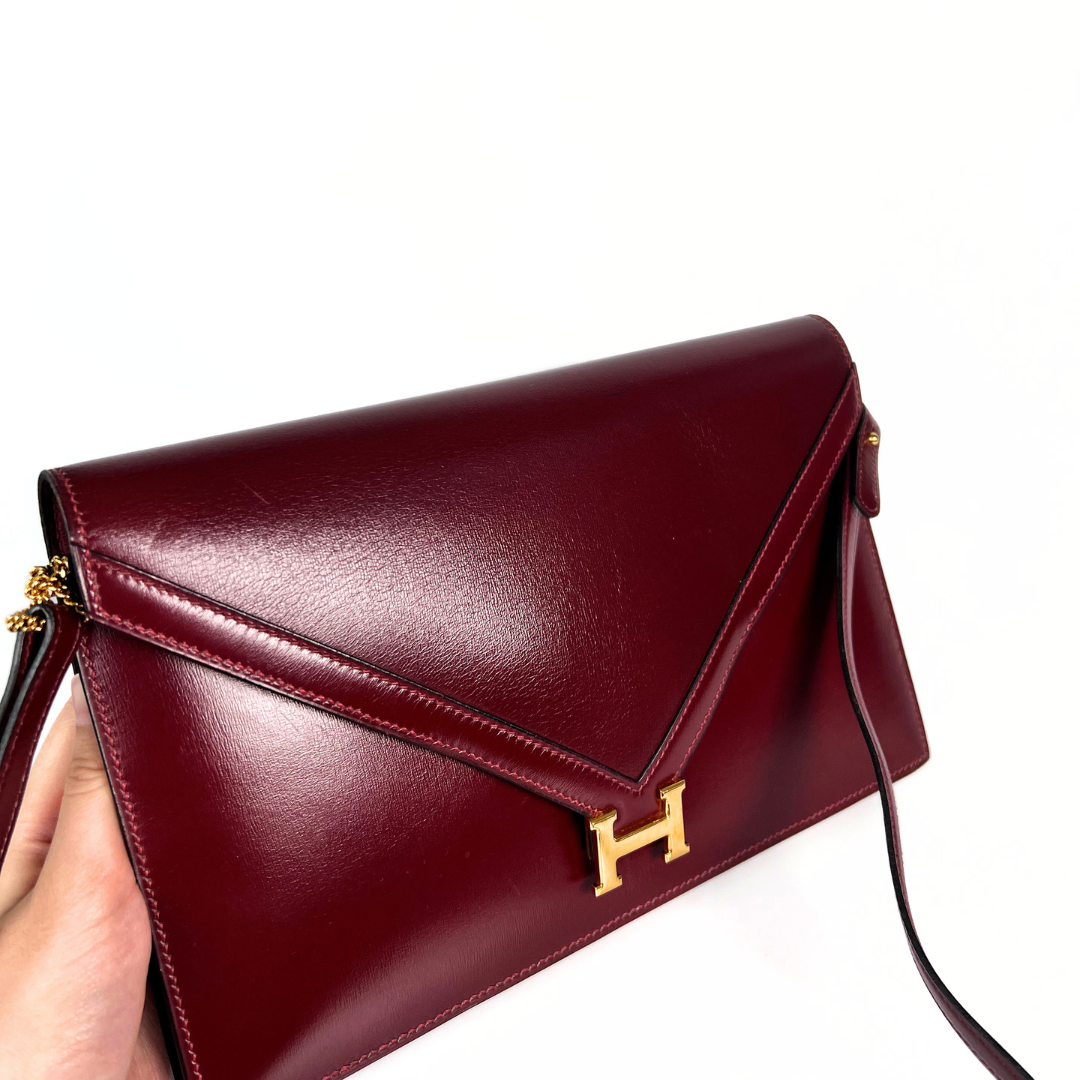Benoula, 1985 Lydie Roue H Boxcalf Clutch wiith stamp  〇O