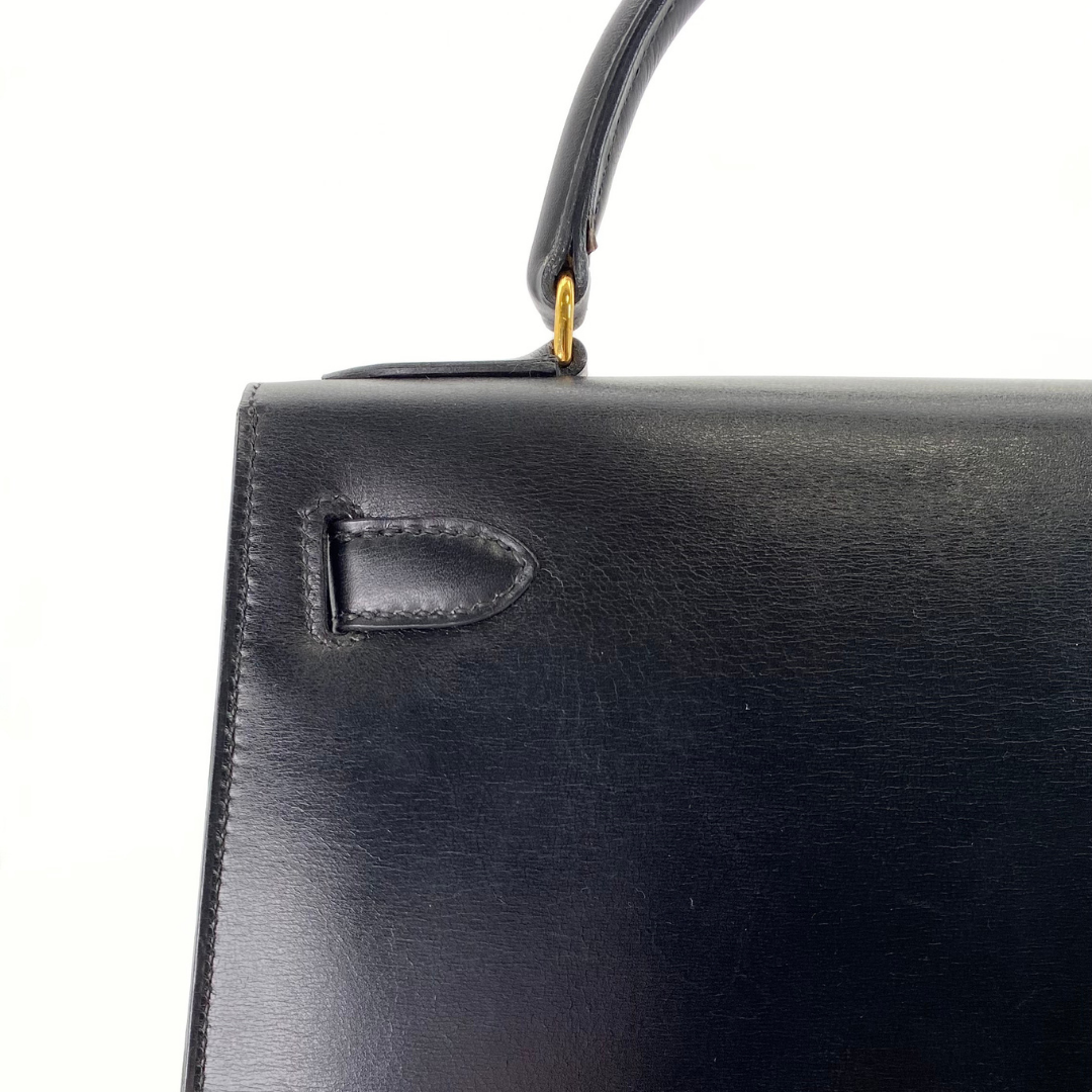 Riko, 1978 Kelly 28 Sellier Black Box Gold Hardware with stamp 〇H