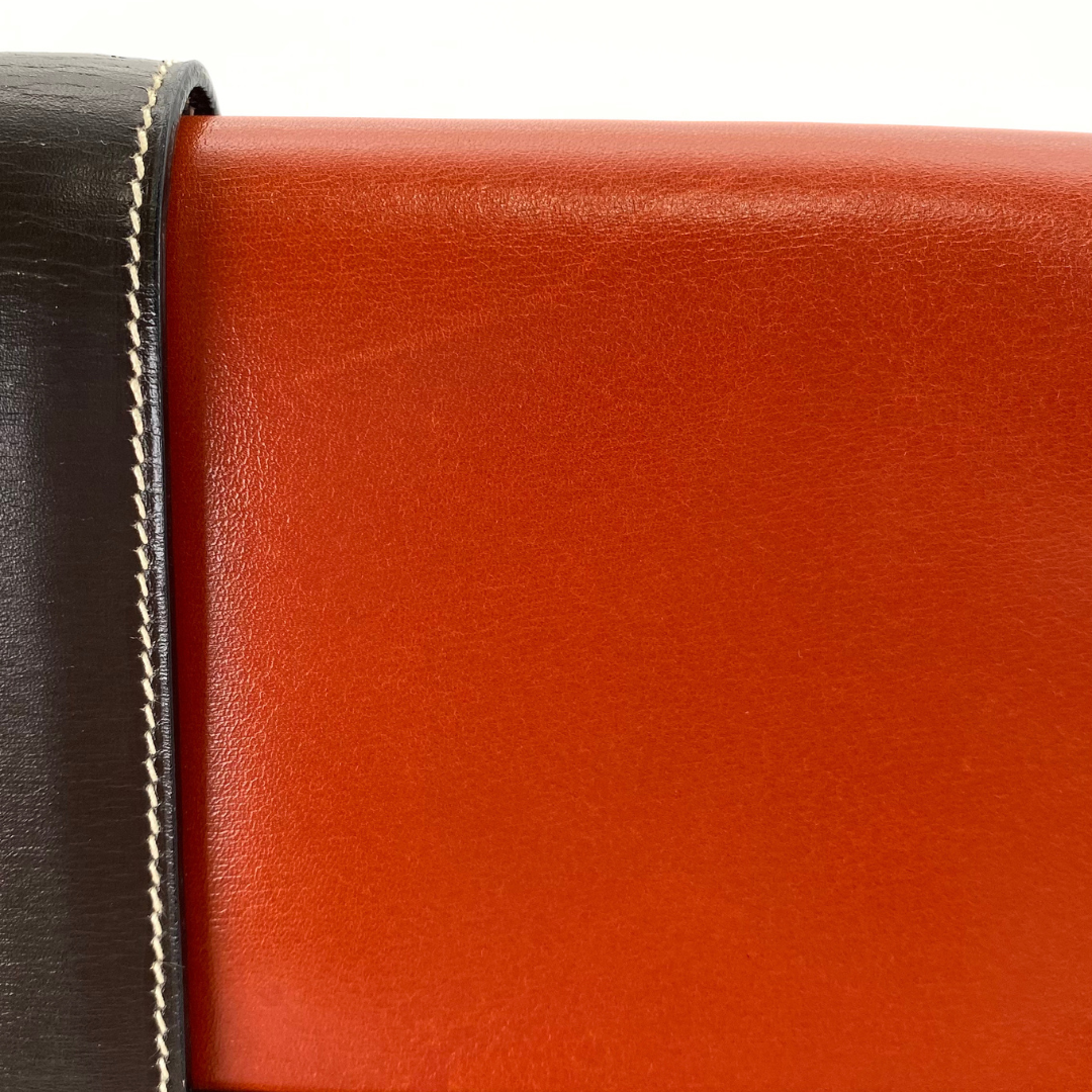 Iyura, 1993 Jige GM Brique Chocolat Boxcalf Clutch with stamp 〇W
