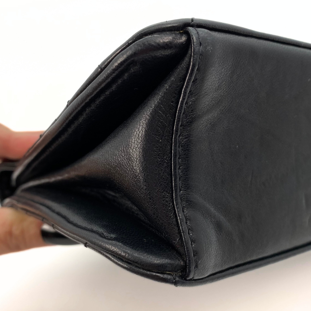 Xarena, 2 Series Curved Stitch Black Lambskin with seal and card