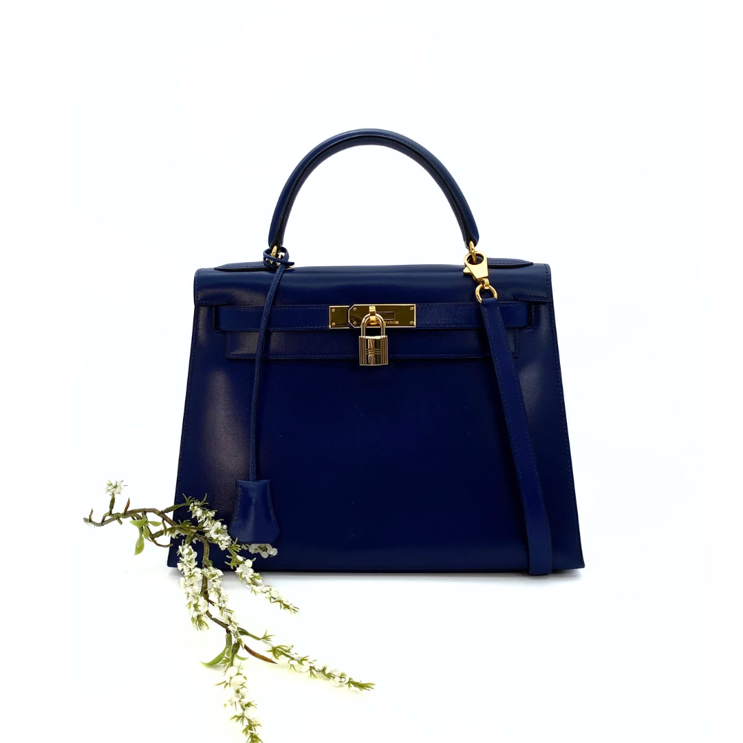 Daneen, 1992 Kelly 28 Blue Boxcalf with stamp 〇V