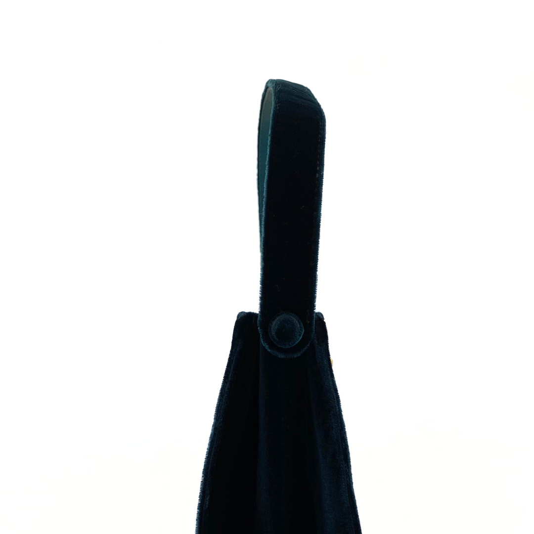 Taiki, 5 Series Turn Lock Green Velvet Top Handle Bucket Bag with seal and card