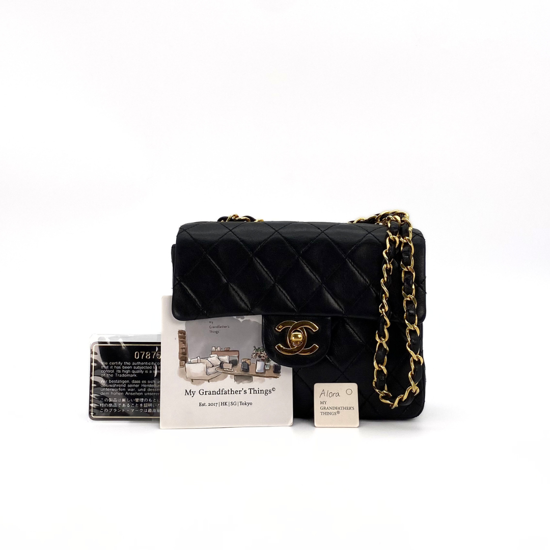 Alora, 0 Series Mini Square 17cm Black Lambskin with seal and card