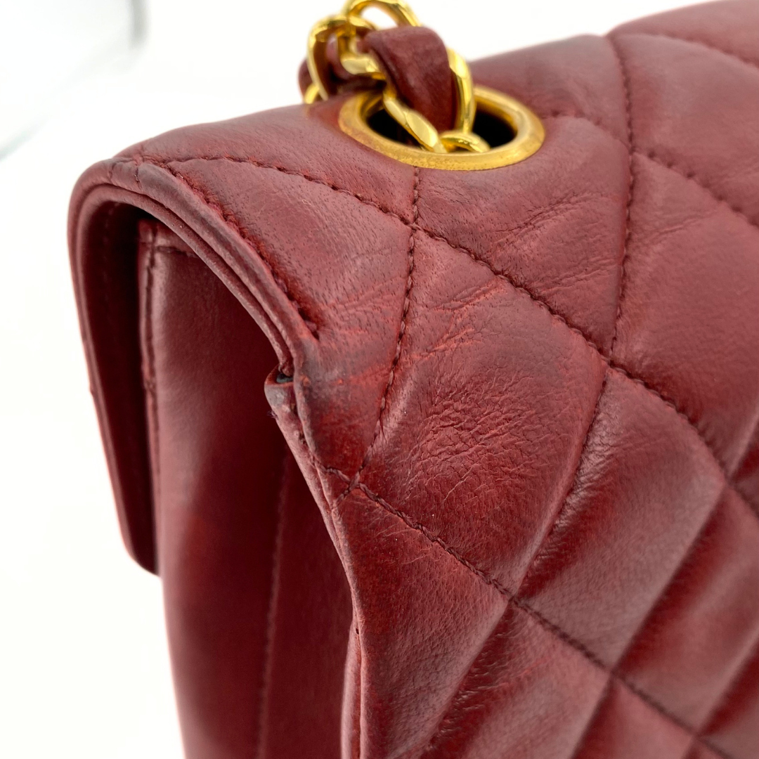 Evren, 1 Series Matelasse Bordeaux Lamb Gold Hardware with seal and card