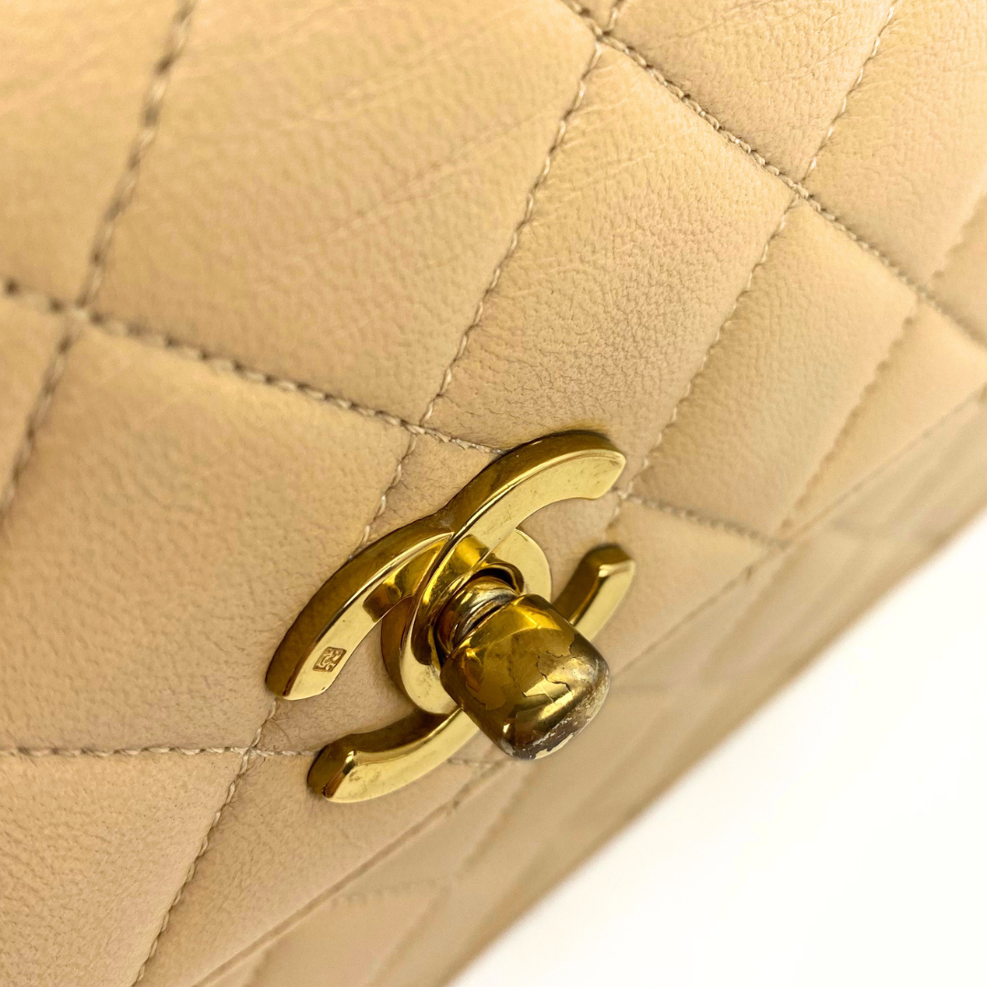 Yejun, 1 Series Double Turn Lock Beige Lambskin with seal and card