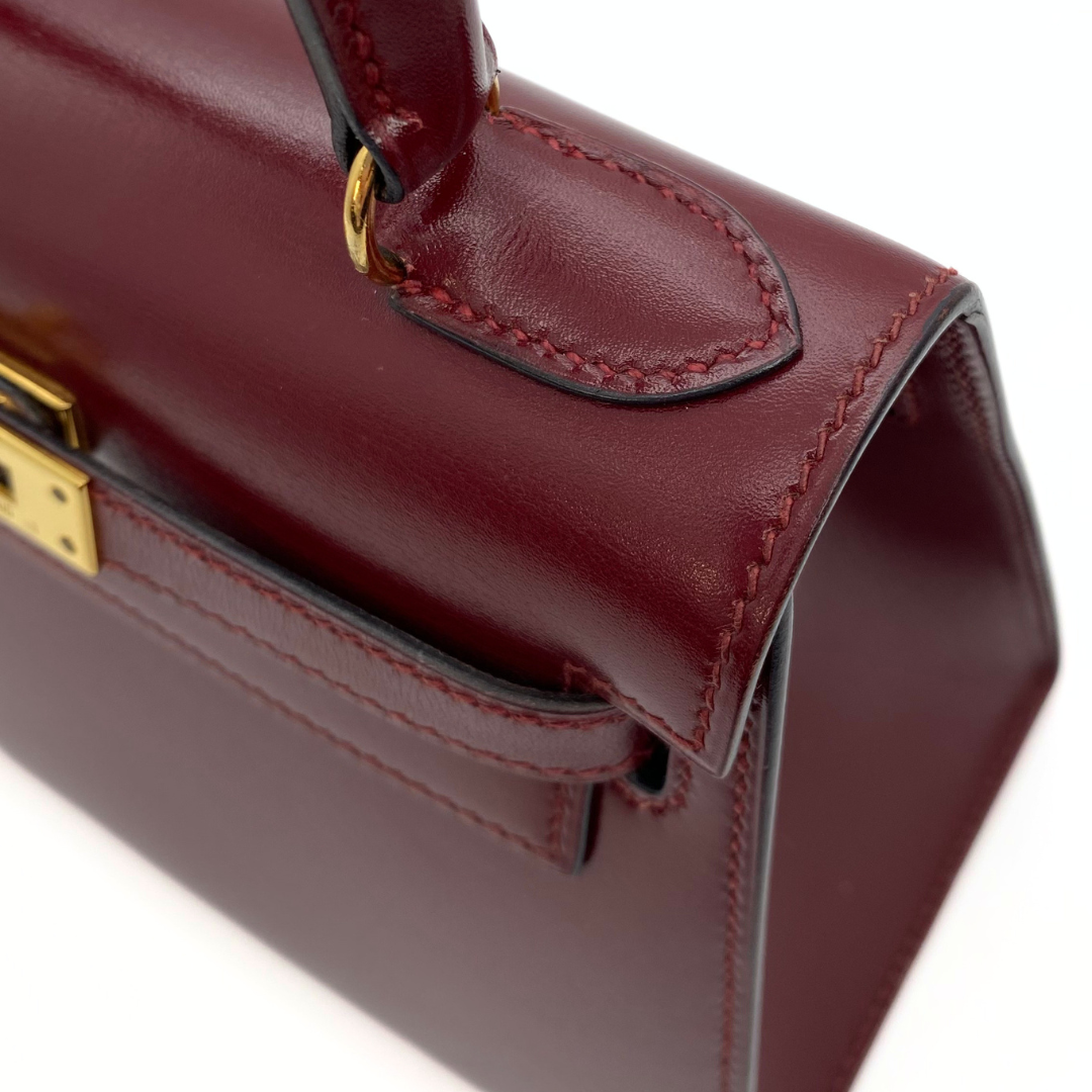 Kumala, 1989 Mini Kelly 20 Boxcalf Rouge Ash with stamp 〇S