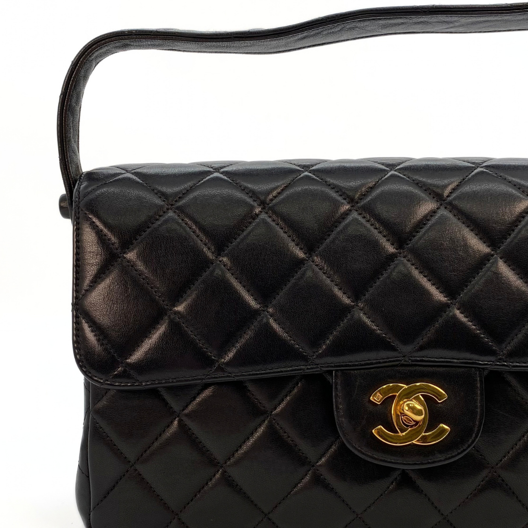 Eito, 4 Series Medium Single Flap Black Lambskin with seal and card