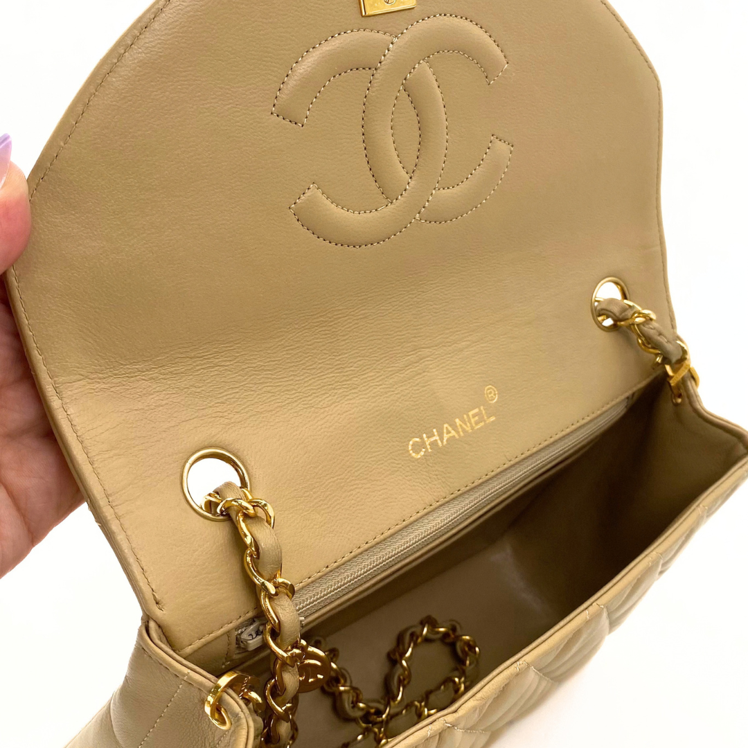 Sayaka, 1 Series Half Moon Beige Lambskin with seal and card