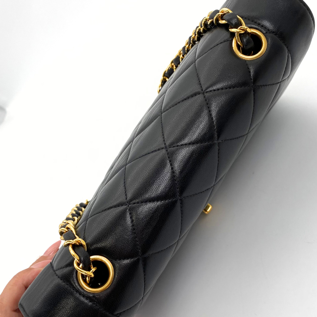 Shiori, 3 Series Medium Diana Black Lambskin with seal and card