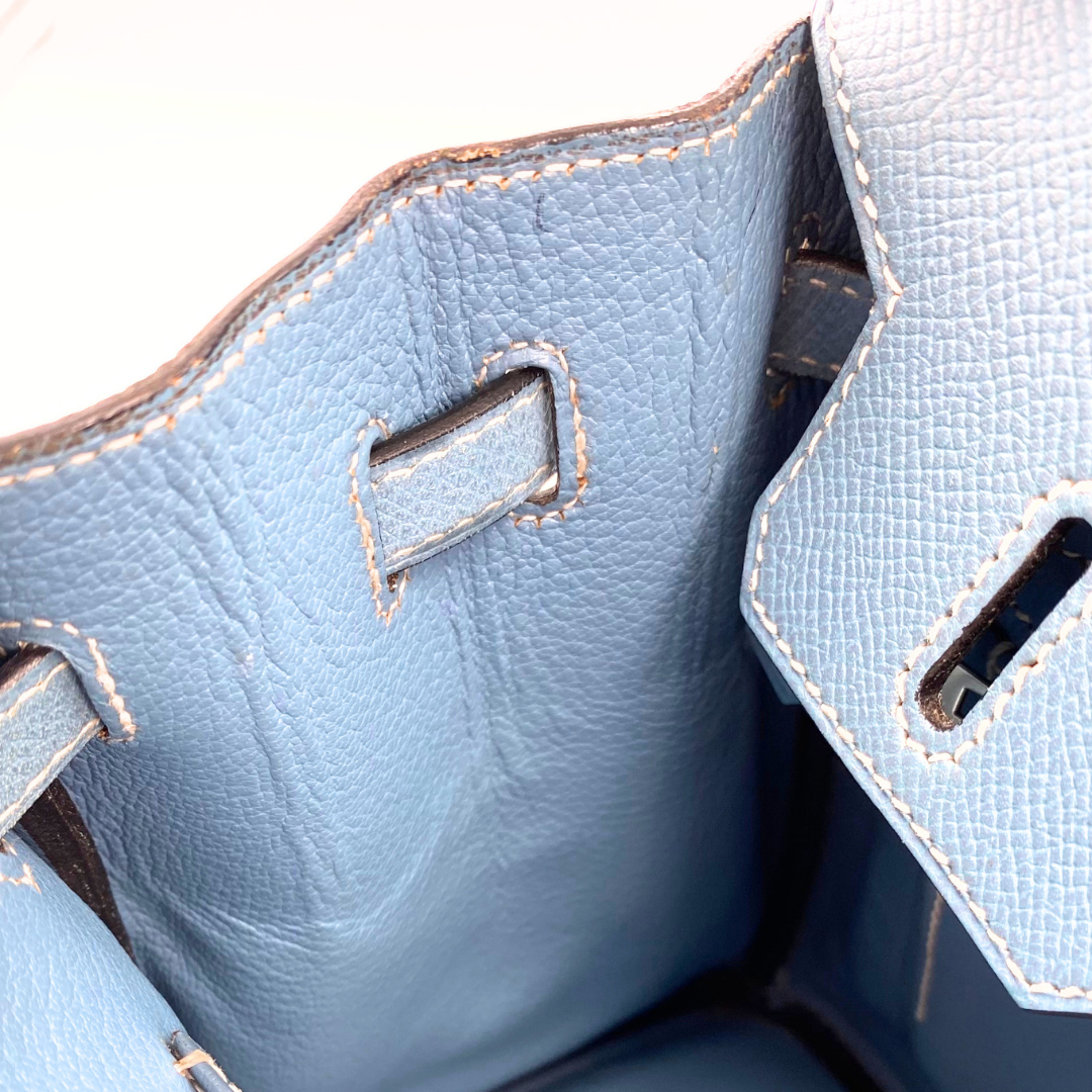 Romilly, 2006 Birkin 25 Blue Jean Veau Epsom Palladium Hardware with stamp □J