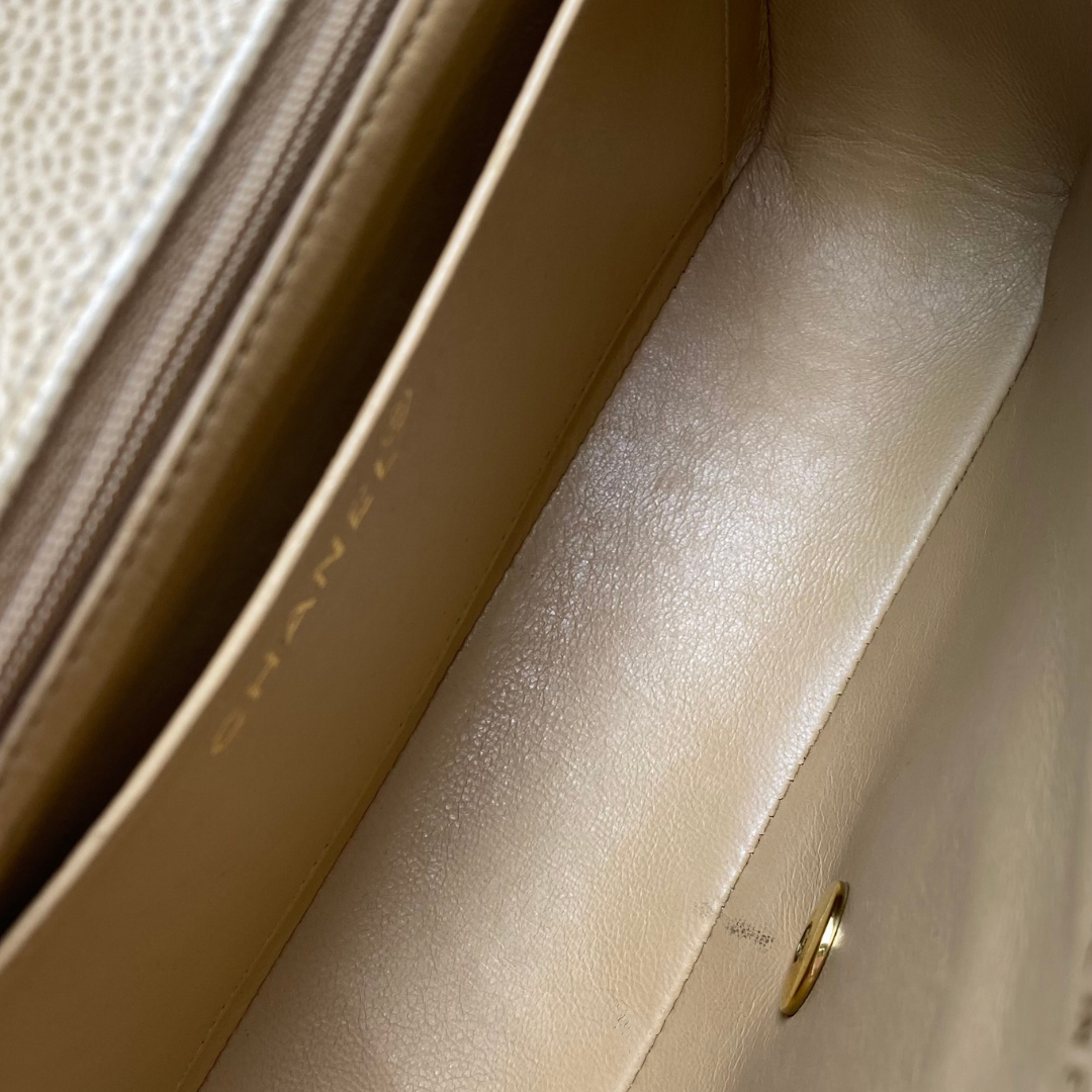 Gautier, 3 Series Medium Diana Beige Caviar with seal and card