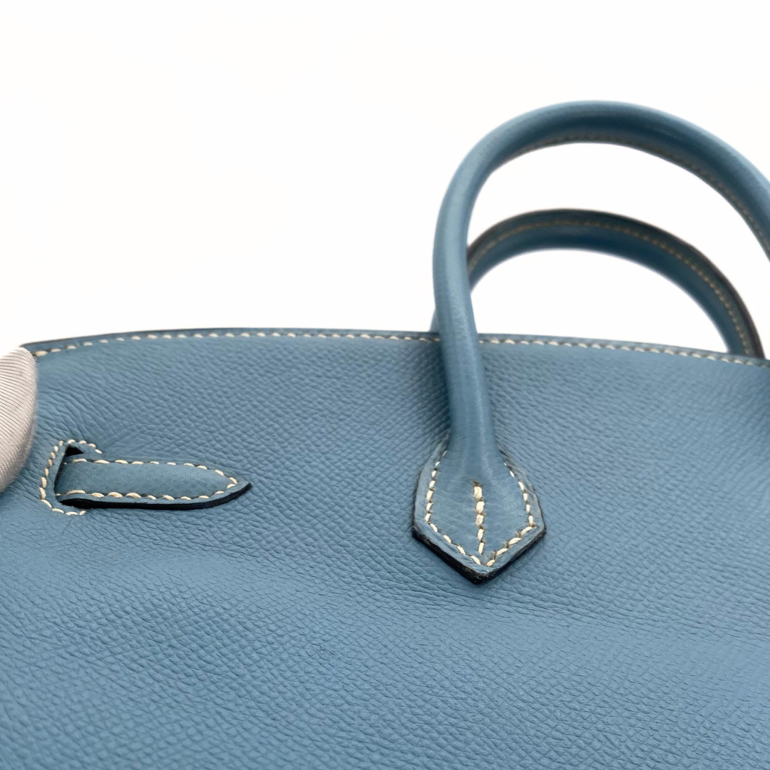 Romilly, 2006 Birkin 25 Blue Jean Veau Epsom Palladium Hardware with stamp □J