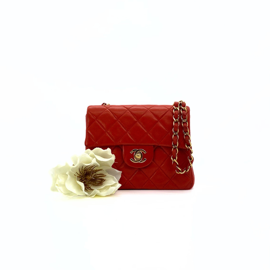 Lola, 6 Series Mini Square 17 Red Lambskin with seal only
