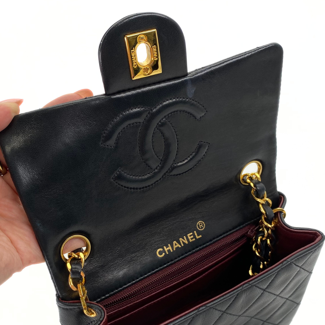 Genji, 2 Series Mini Square 17 Black Lambskin with seal and card