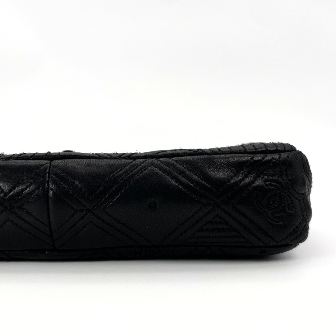 Ruelle, 10 Series Camellia Icon Motif Black Lambskin with seal only