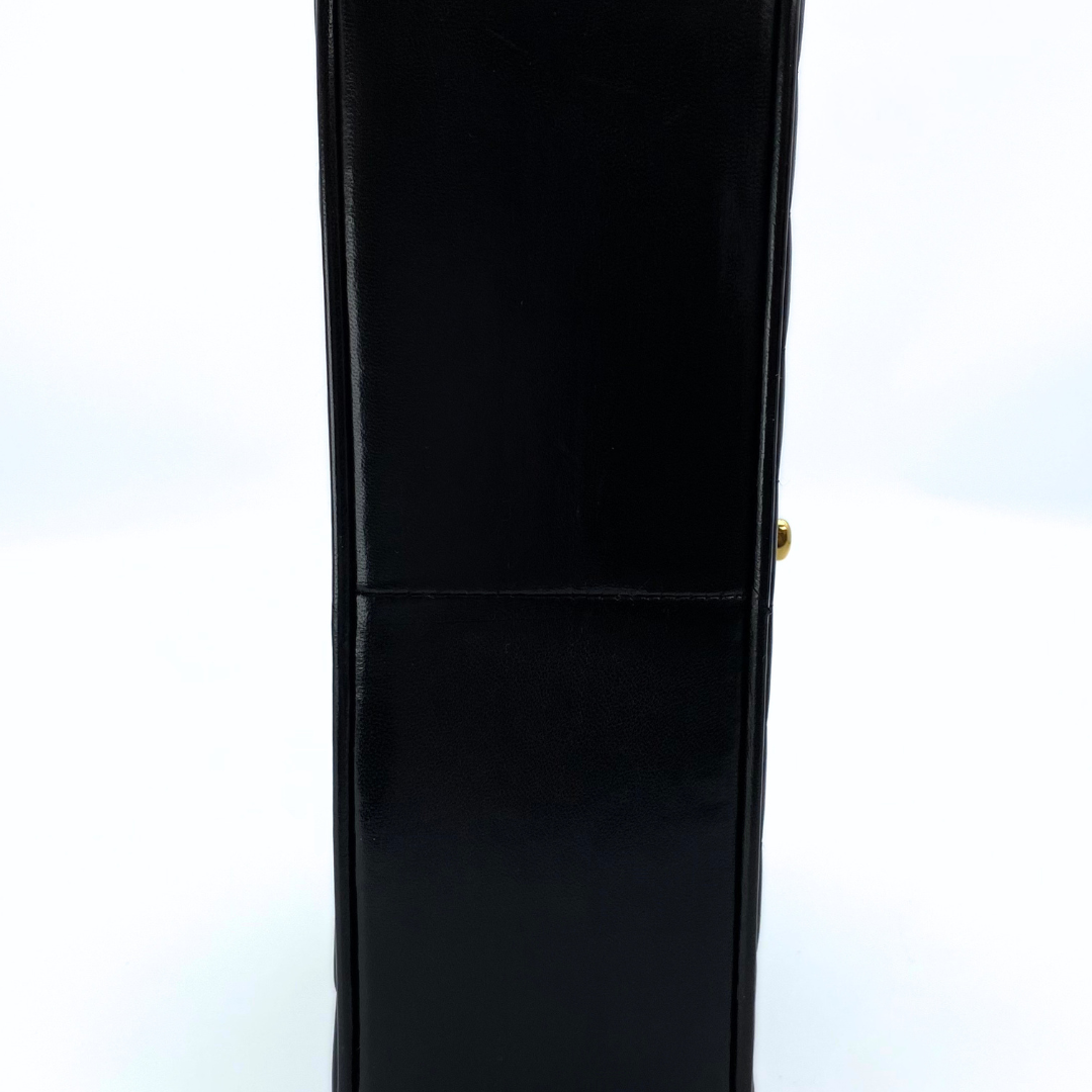 Eunho, 2 Series Single Flap Chevron Black Lambskin with seal and card