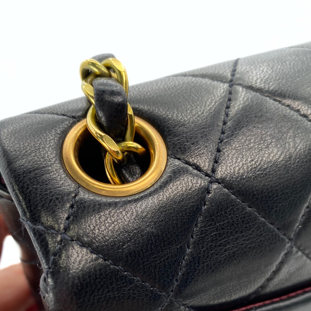 Leander, 3 Series Mini Square 17cm Black Lambskin with seal and card
