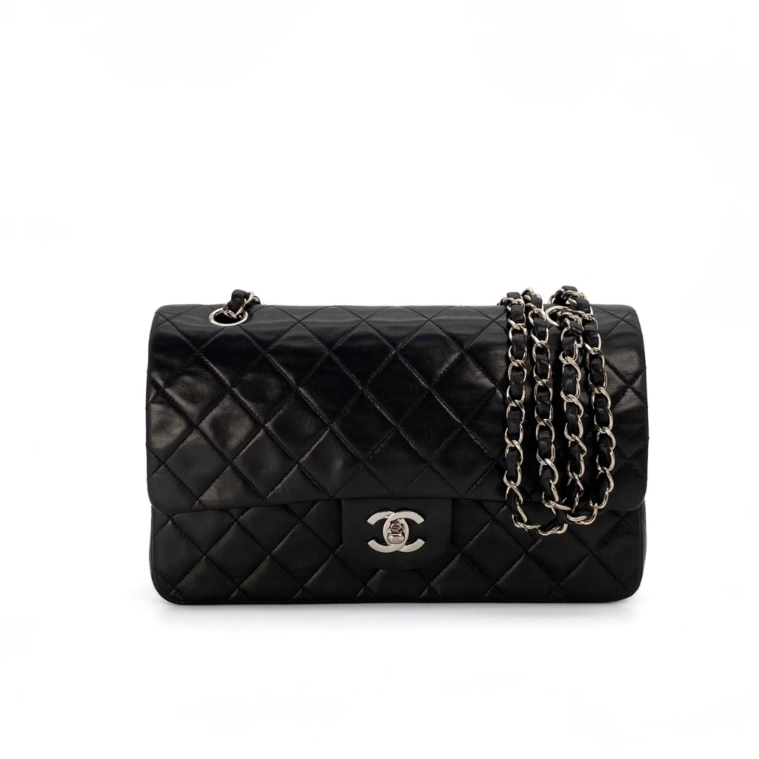 Thiago, 5 Series Medium Black Lambskin Silver Hardware with seal and card