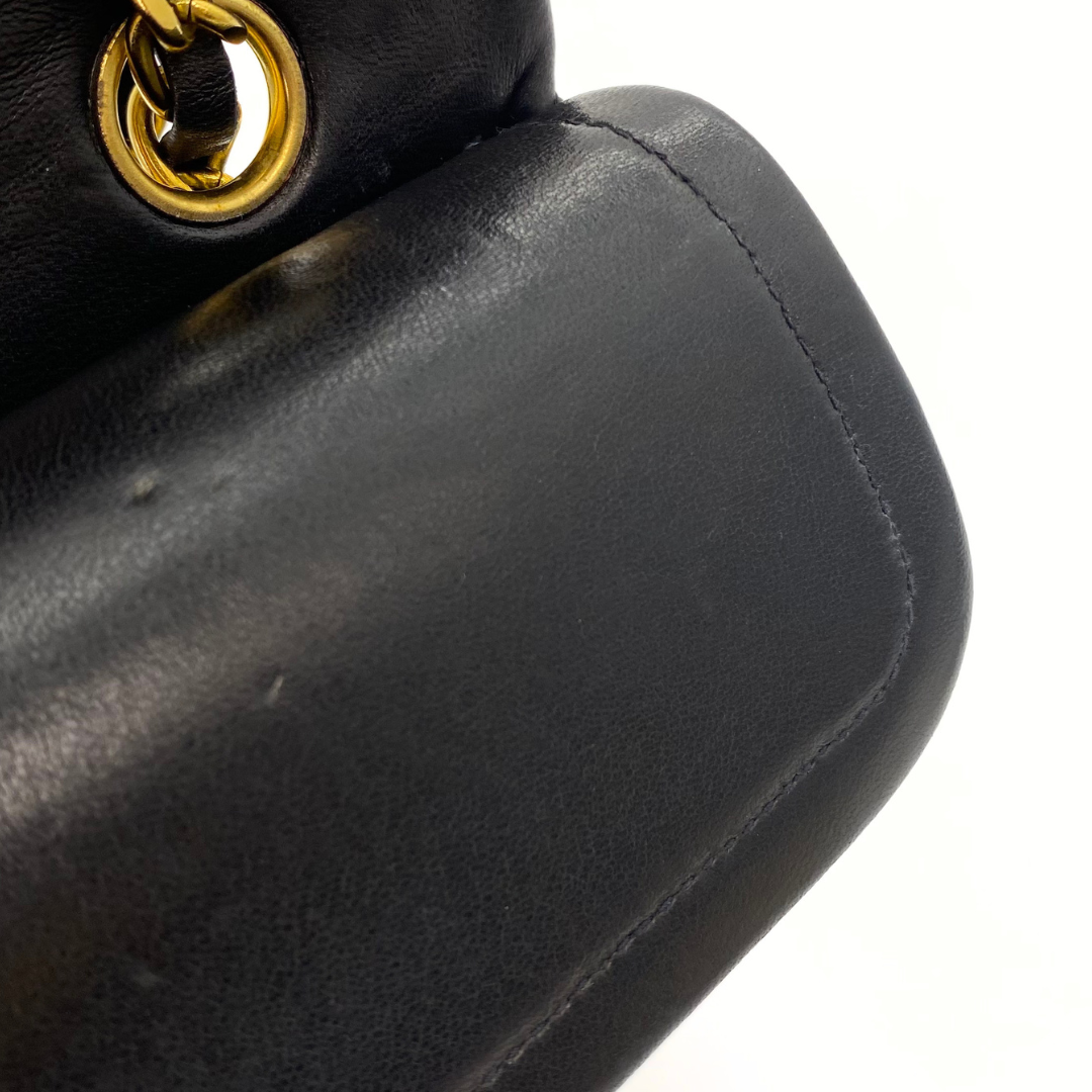 Adara, 3 Series Small Classic Flap Black Lambskin with seal and card