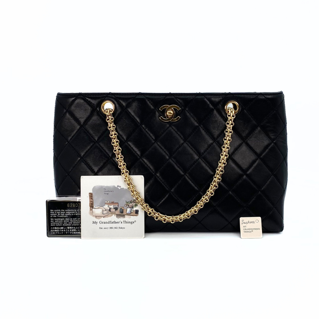 Sushma, 6 Series Tote Black Lambskin with Bijoux Chain with seal and card