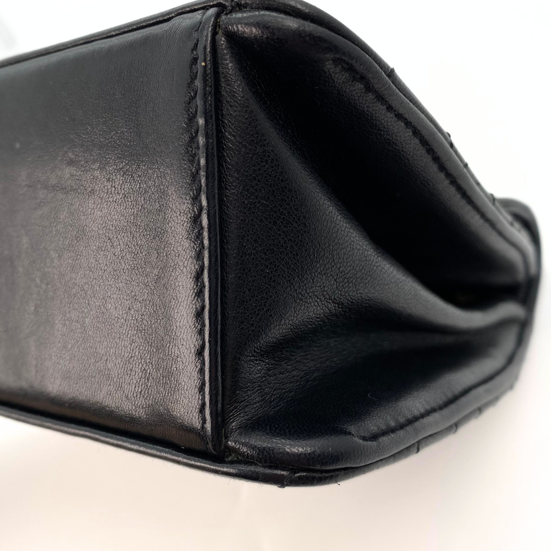 Xarena, 2 Series Curved Stitch Black Lambskin with seal and card