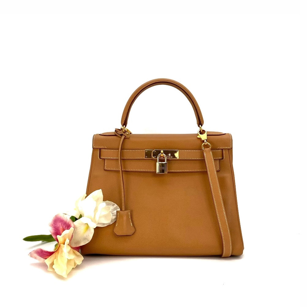 Wade, 1994 Kelly 28 Retourne Naturel Couchevel Gold Hardware with stamp 〇X
