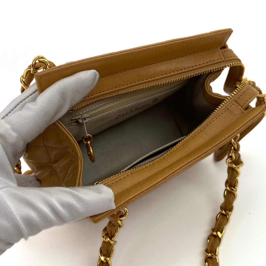 Kotone, 3 Series Matelasse Brown Lambskin with seal and card