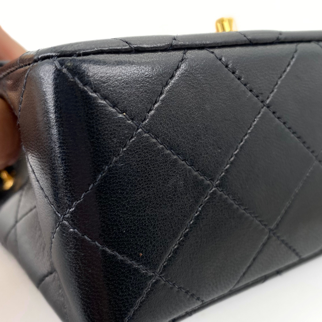 Genji, 2 Series Mini Square 17 Black Lambskin with seal and card