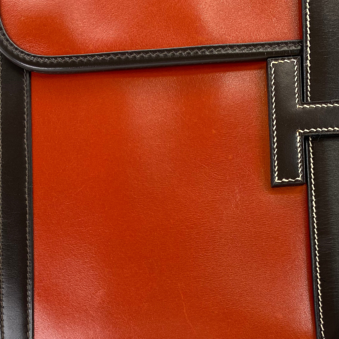 Iyura, 1993 Jige GM Brique Chocolat Boxcalf Clutch with stamp 〇W