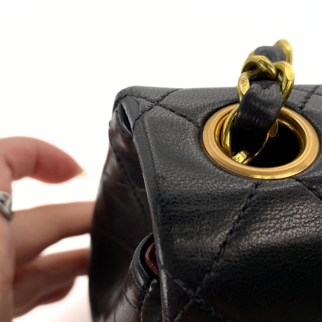 Leander, 3 Series Mini Square 17cm Black Lambskin with seal and card