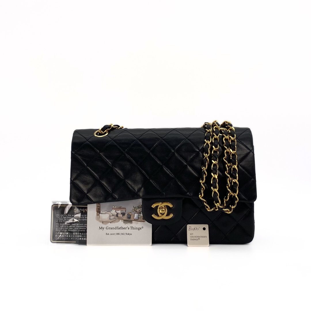 Bodhi, 0 Series Medium Classic Flap Black Lambskin with seal and card