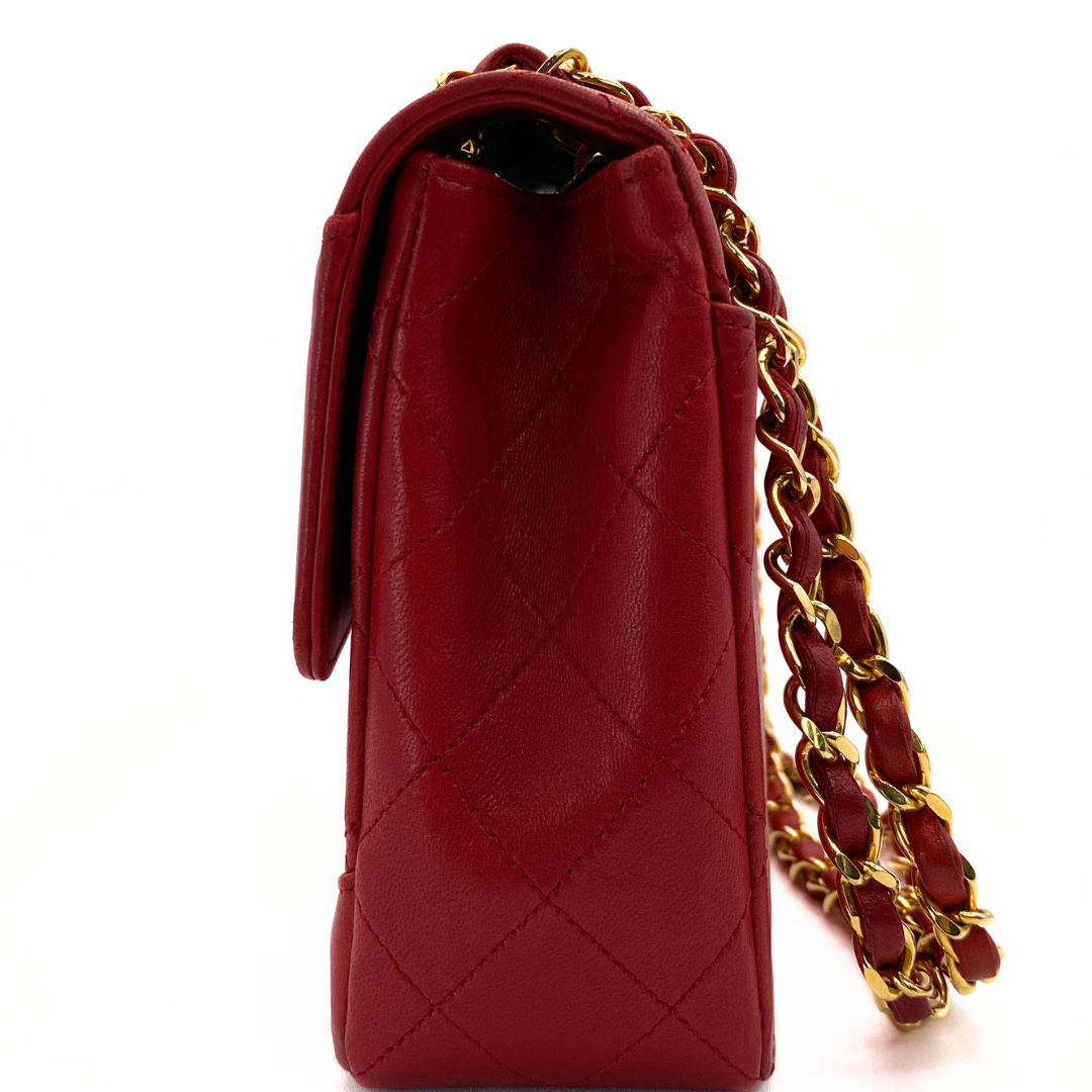 Hiroki, 1 Series Red Lambskin Horizon Flap Gold Hardware with seal only
