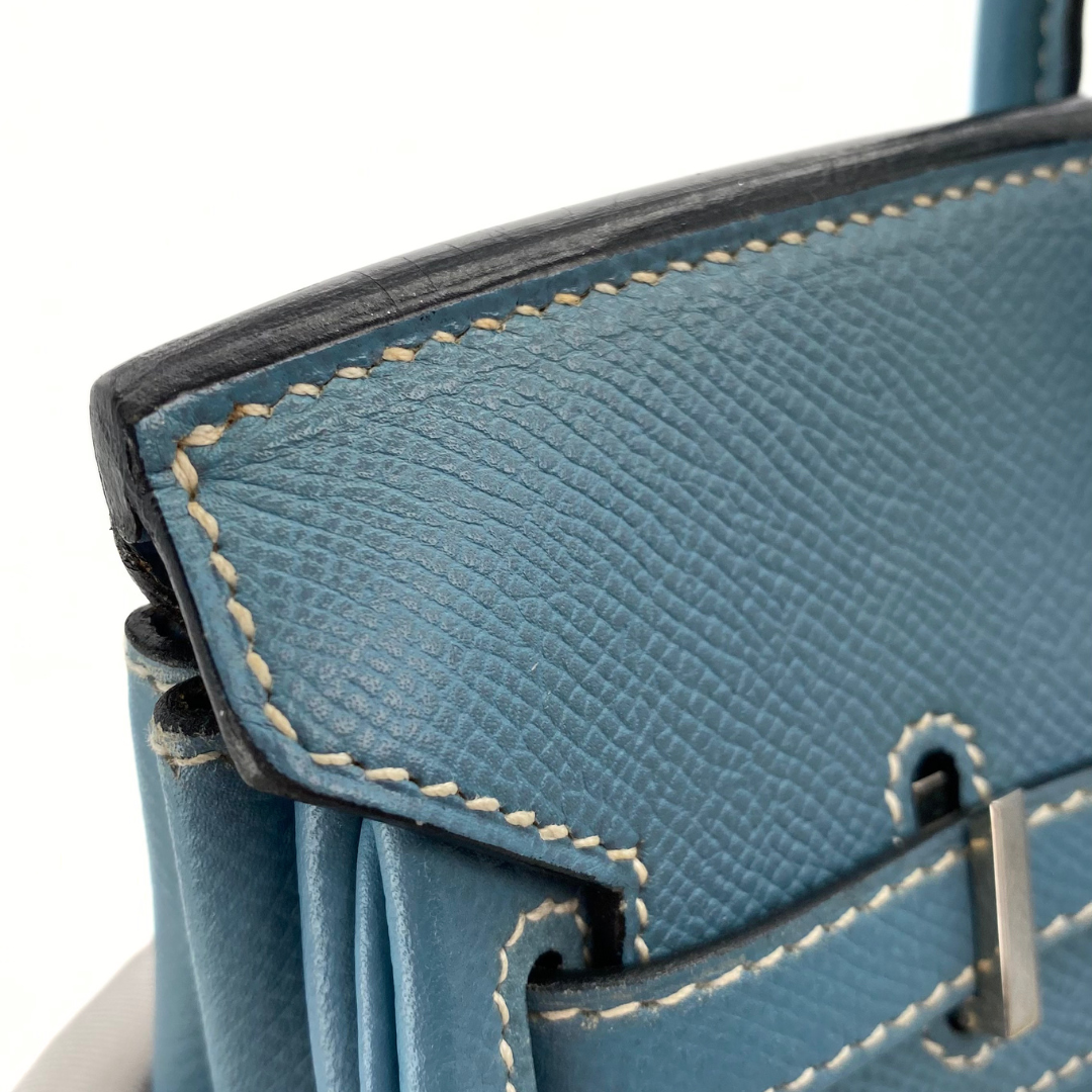 Romilly, 2006 Birkin 25 Blue Jean Veau Epsom Palladium Hardware with stamp □J
