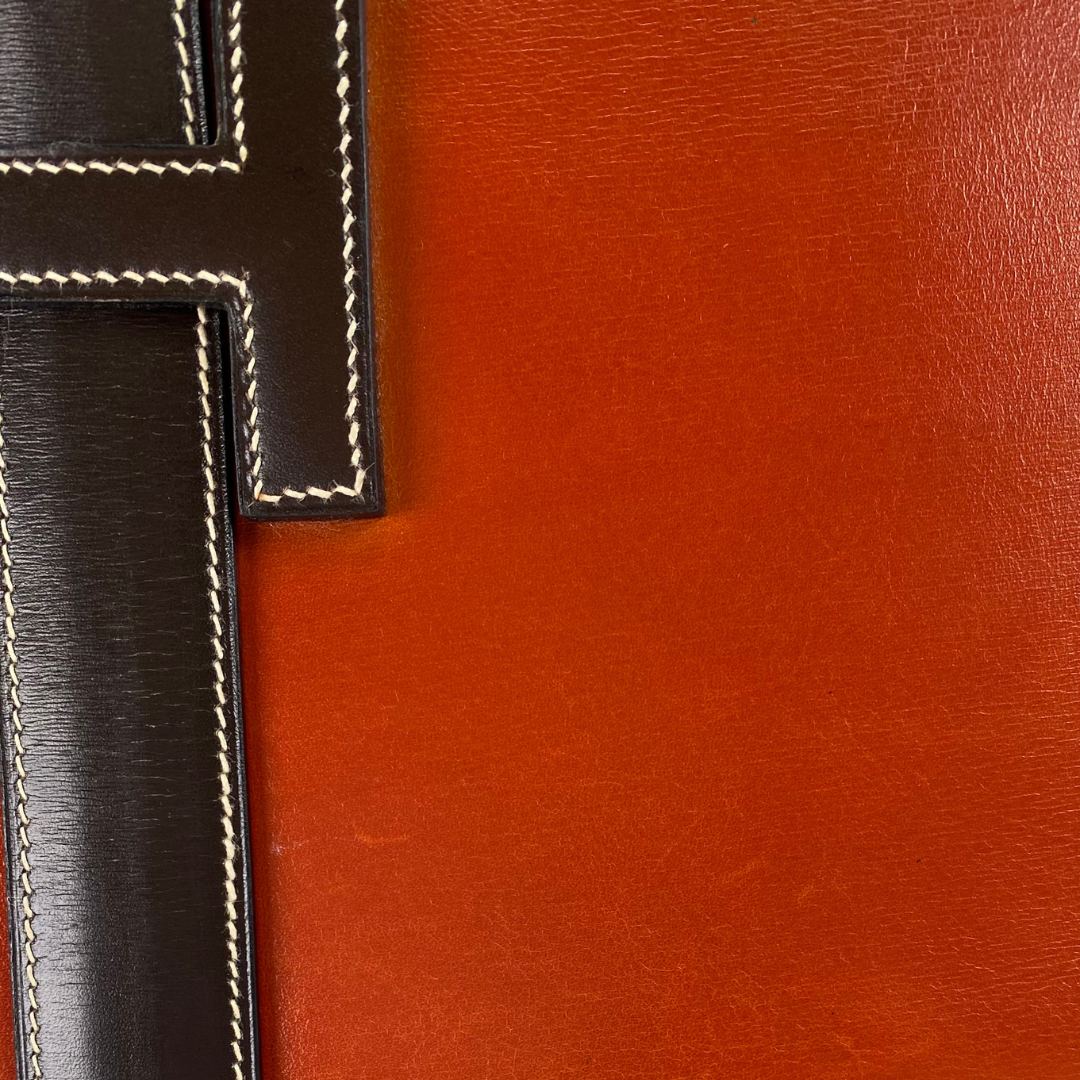 Iyura, 1993 Jige GM Brique Chocolat Boxcalf Clutch with stamp 〇W