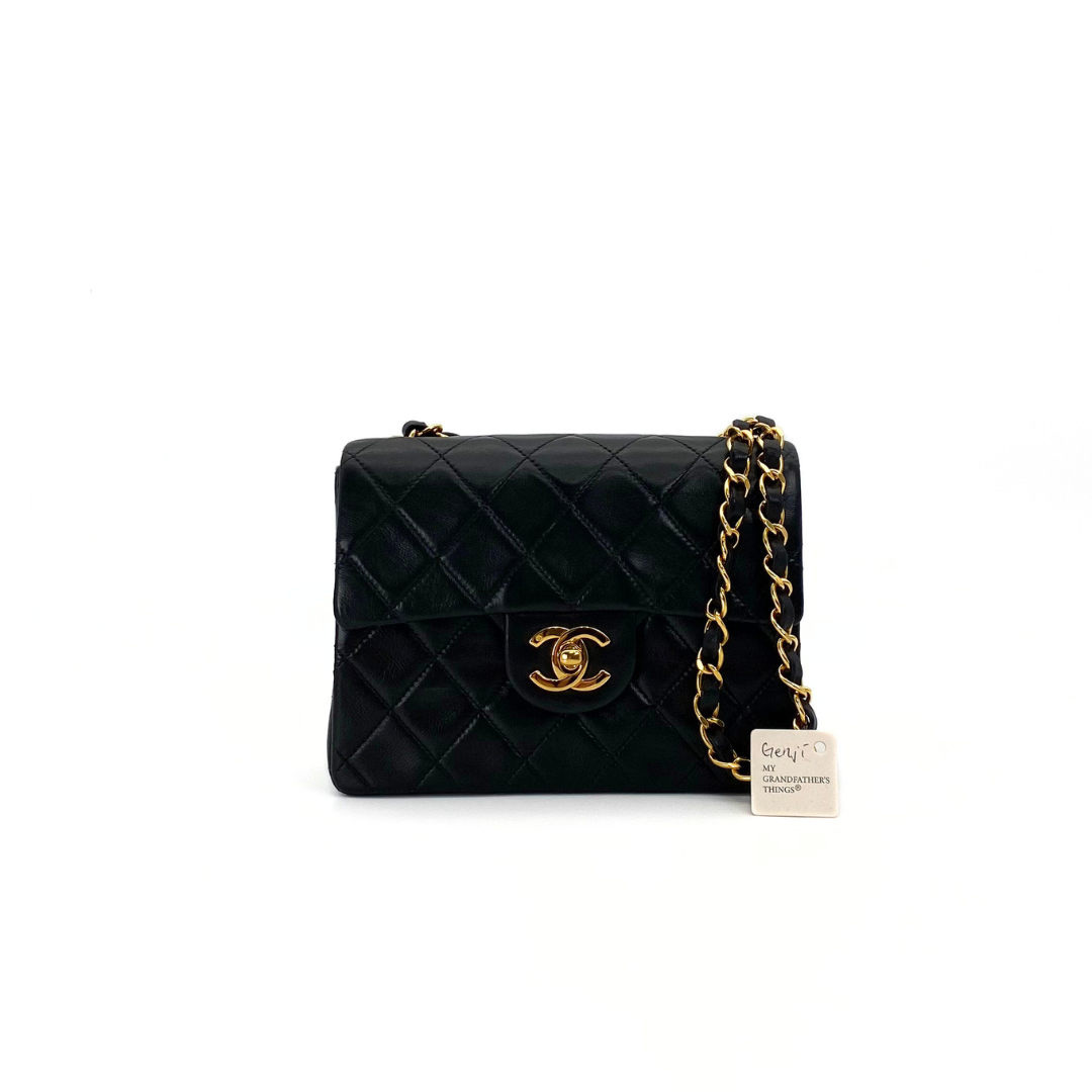 Genji, 2 Series Mini Square 17 Black Lambskin with seal and card