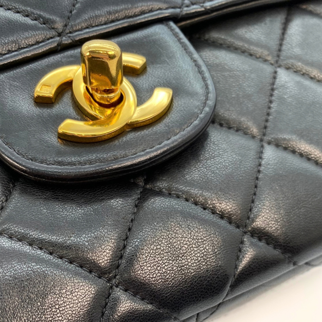 Eito, 4 Series Medium Single Flap Black Lambskin with seal and card