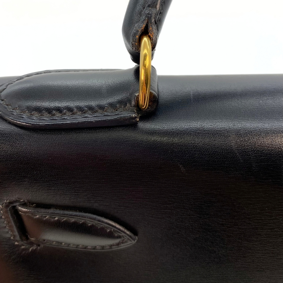 Chisato, 1991 Kelly 28 Sellier Black Boxcalf with stamp 〇U