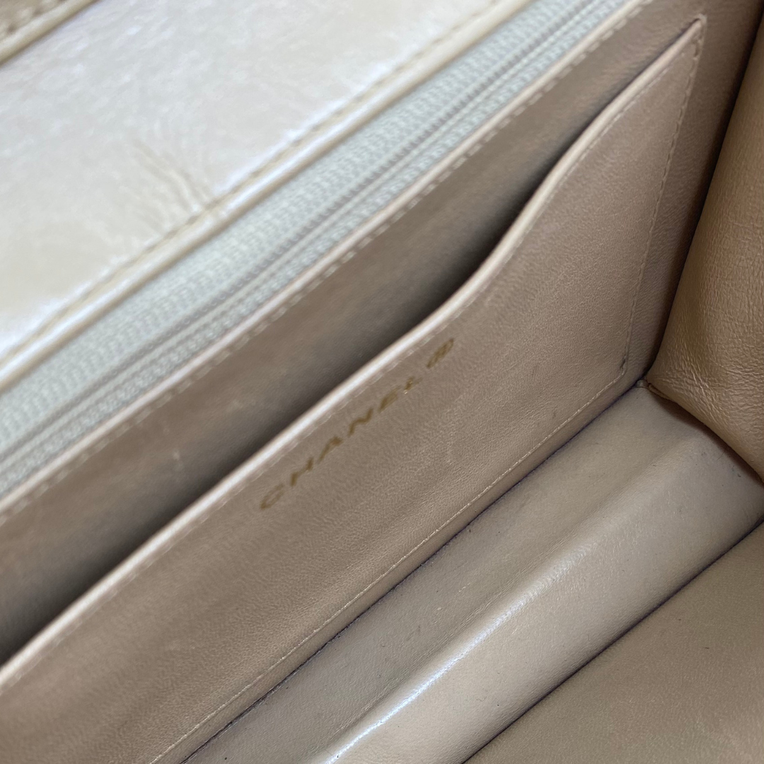 Yejun, 1 Series Double Turn Lock Beige Lambskin with seal and card