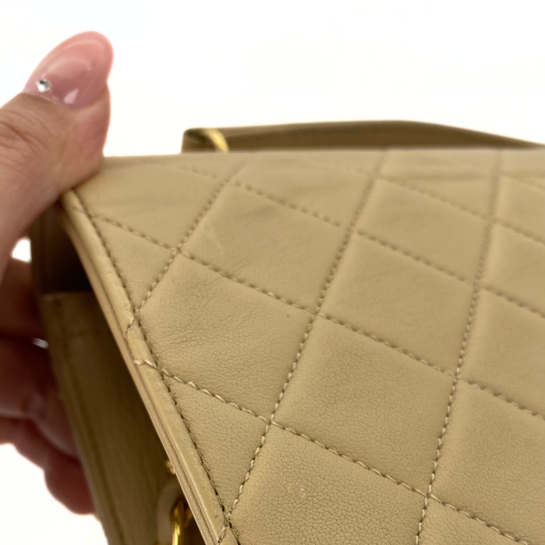 Yejun, 1 Series Double Turn Lock Beige Lambskin with seal and card