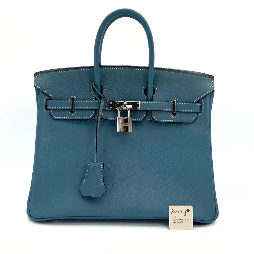 Romilly, 2006 Birkin 25 Blue Jean Veau Epsom Palladium Hardware with stamp □J