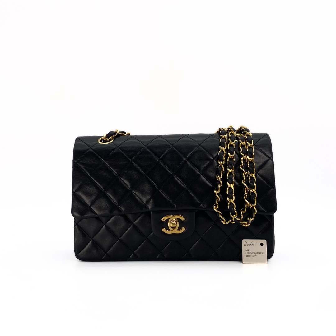Bodhi, 0 Series Medium Classic Flap Black Lambskin with seal and card
