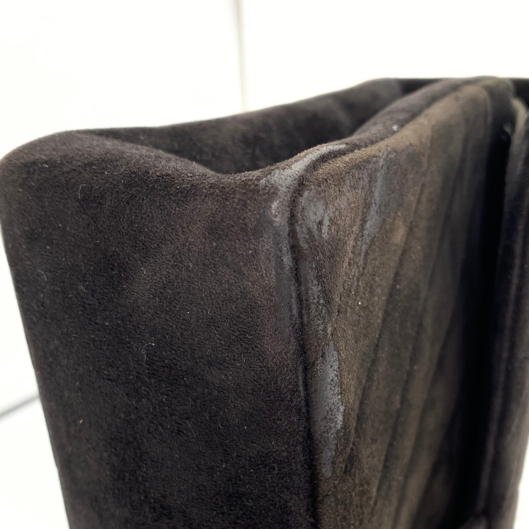 Jiho, 1 Series Medium Classic Flap Chevron Black Suede with seal and card