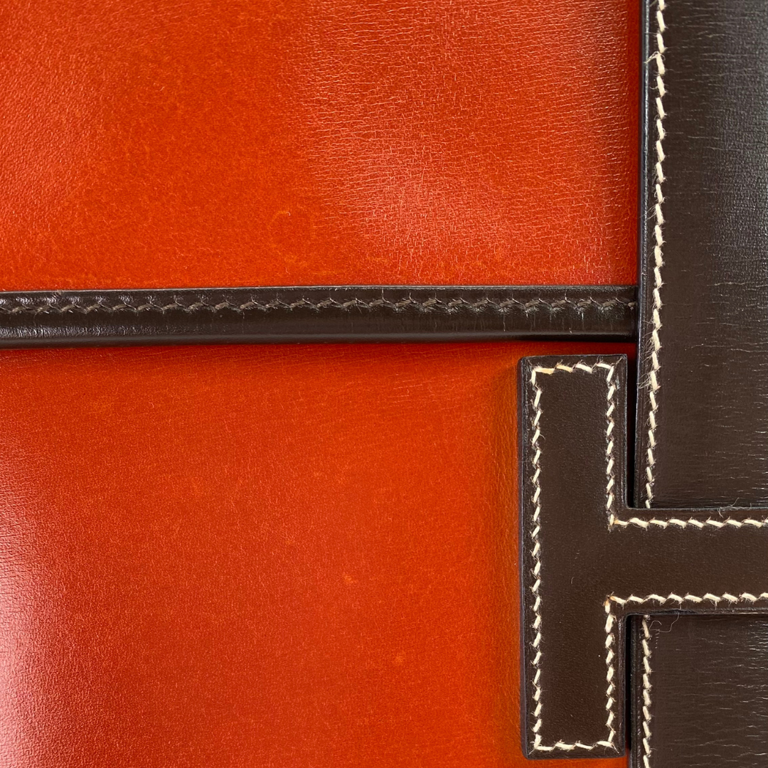 Iyura, 1993 Jige GM Brique Chocolat Boxcalf Clutch with stamp 〇W