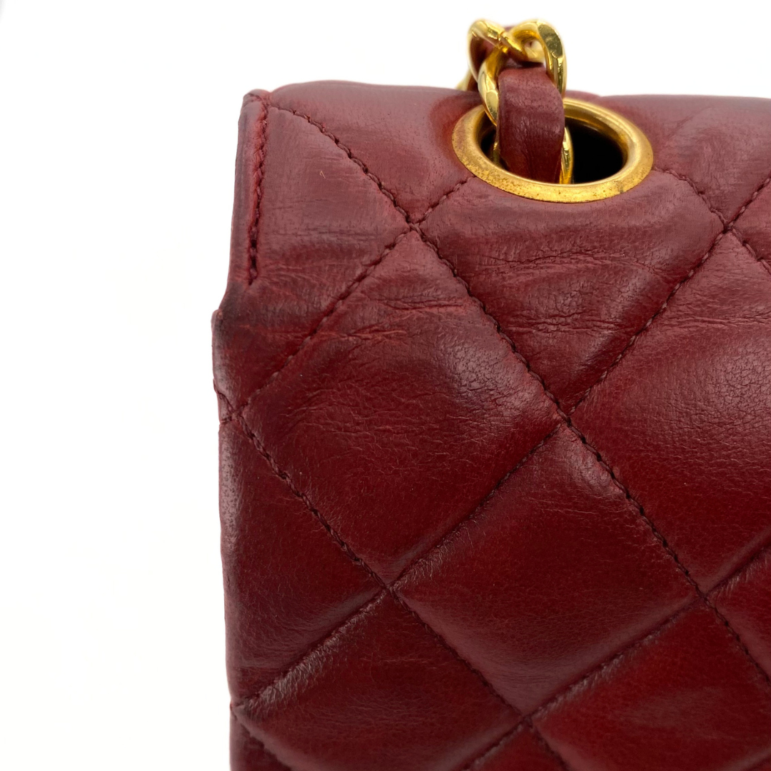 Evren, 1 Series Matelasse Bordeaux Lamb Gold Hardware with seal and card