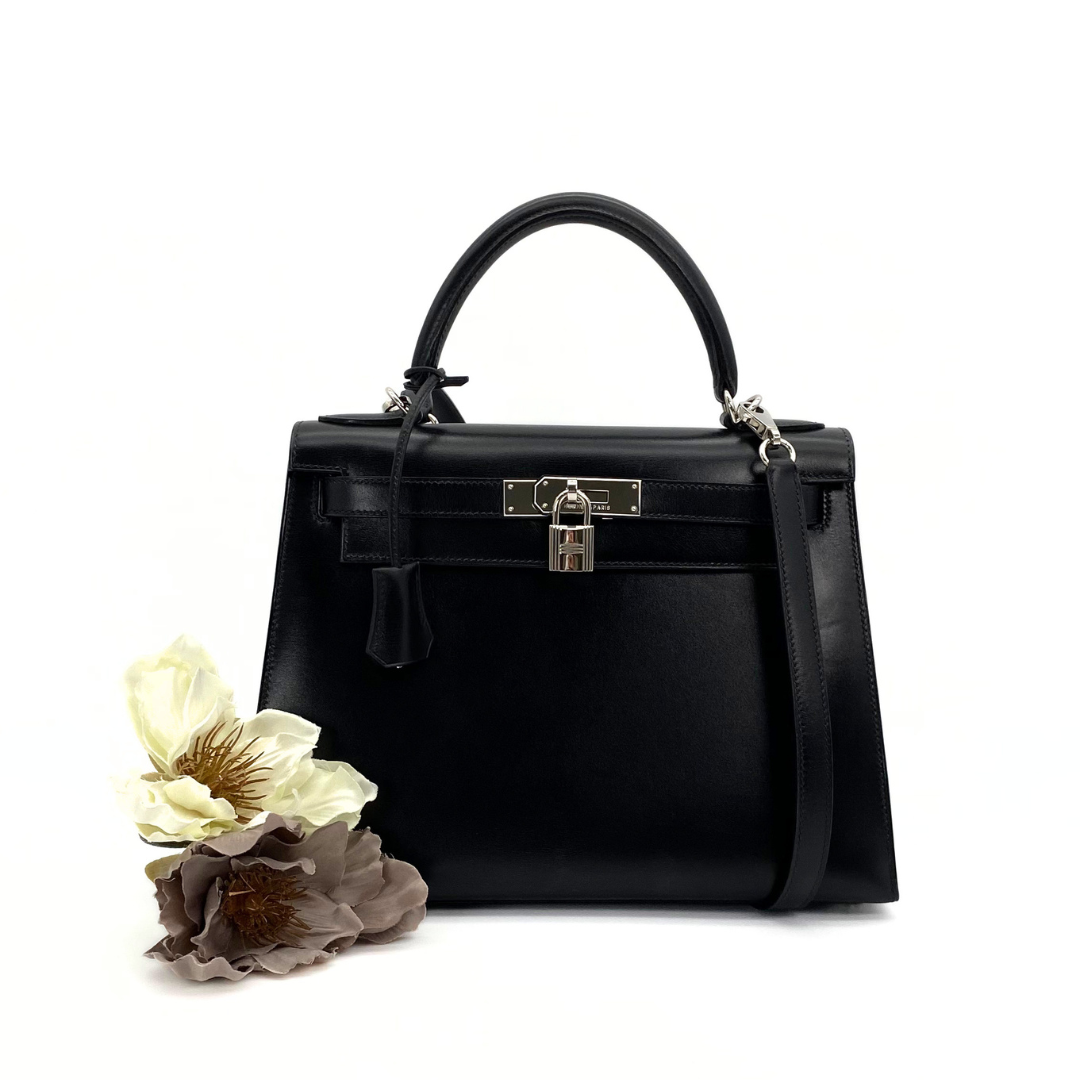 Lumen, 2002 Kelly 28 Sellier Black Boxcalf with stamp □F